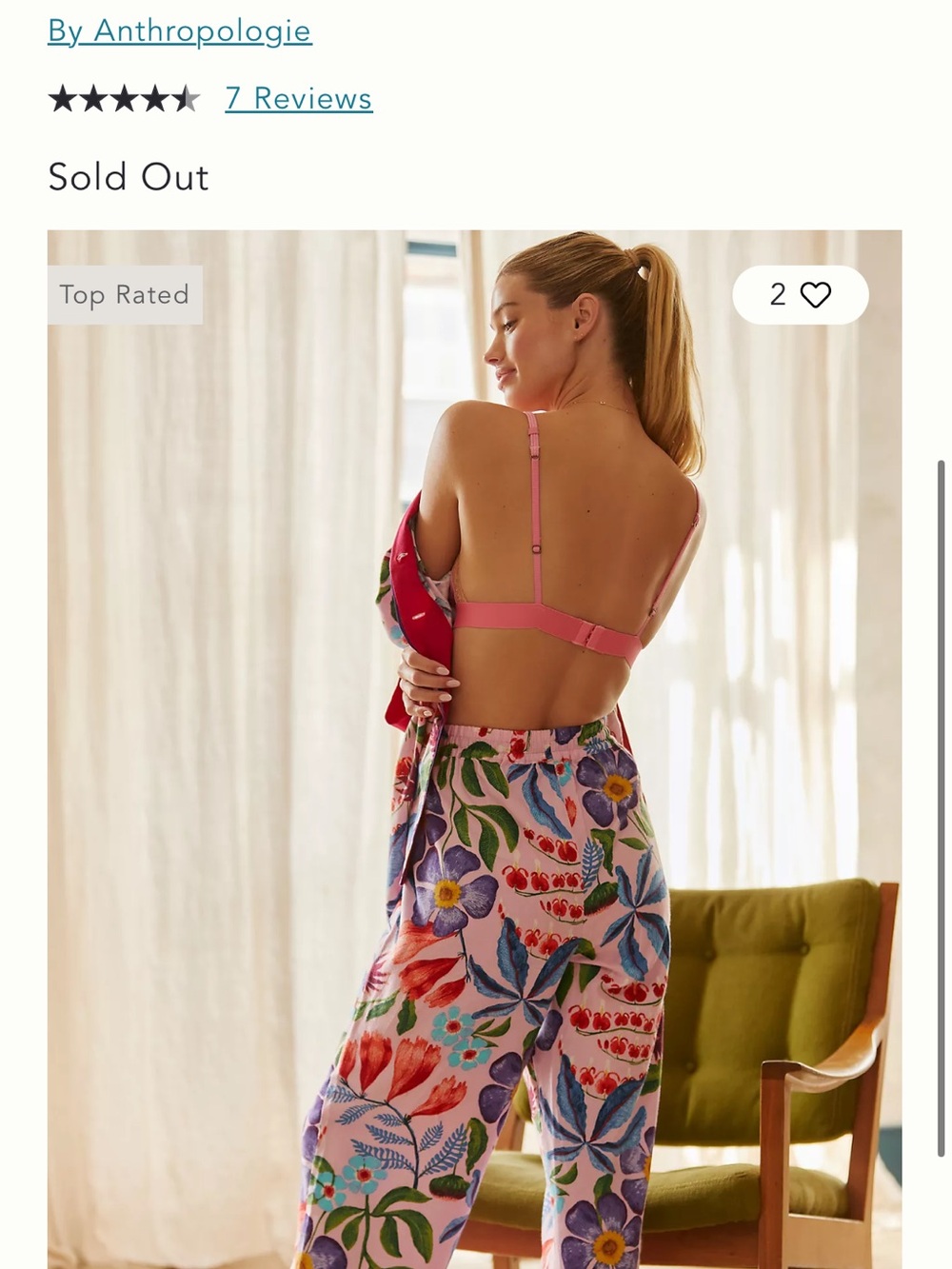 Anthropology x Rosa de Weerd - Women's Pink Floral Pajama Pants - Soft Sleepwear